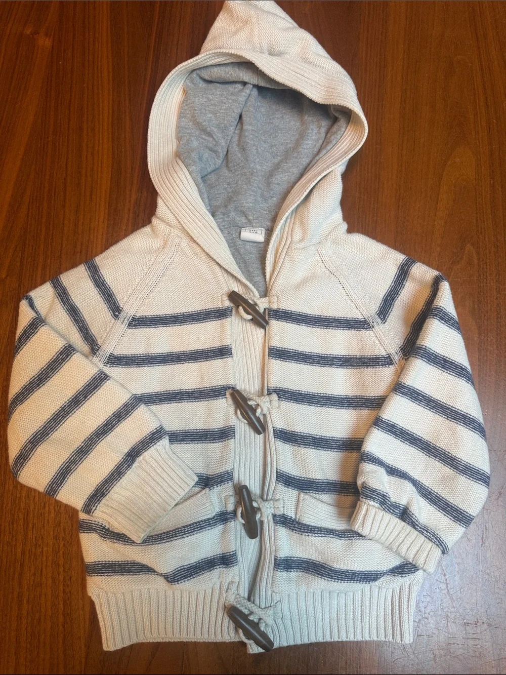 GAP Cream Striped Hooded Sweater & Light Blue Denim Shirt